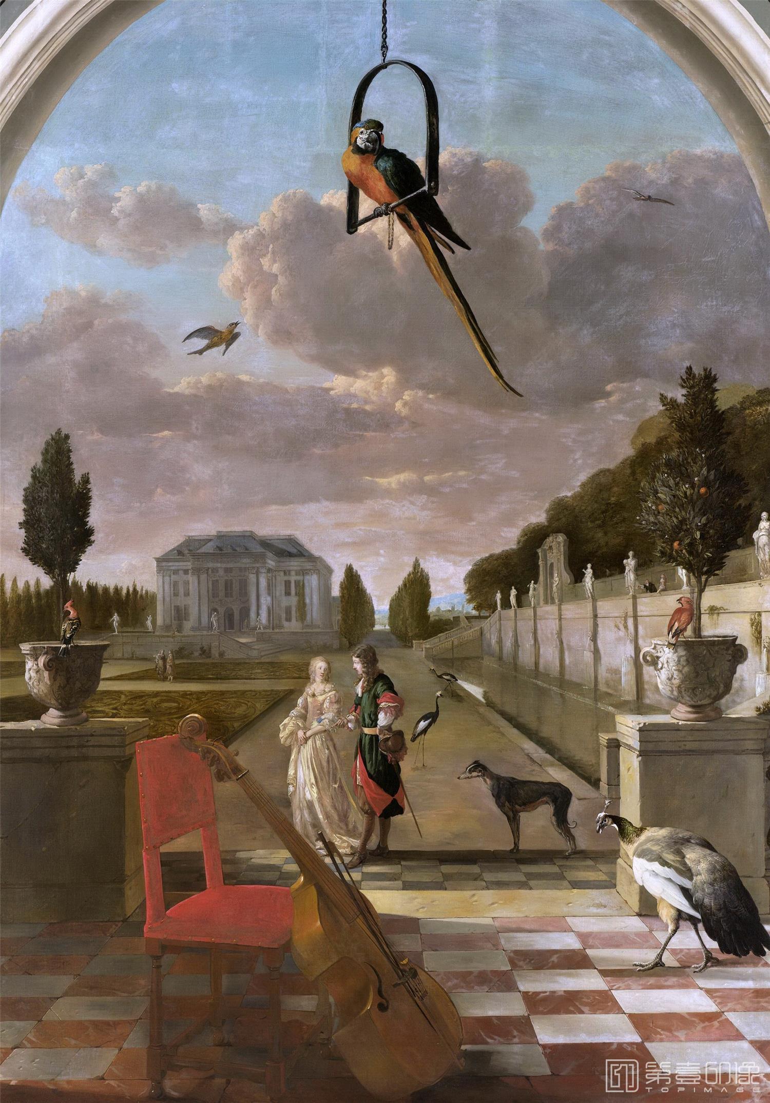 油画-荷兰阿姆斯特丹国家美术馆-Weenix Jan Park met buitenhuis 1670-1719